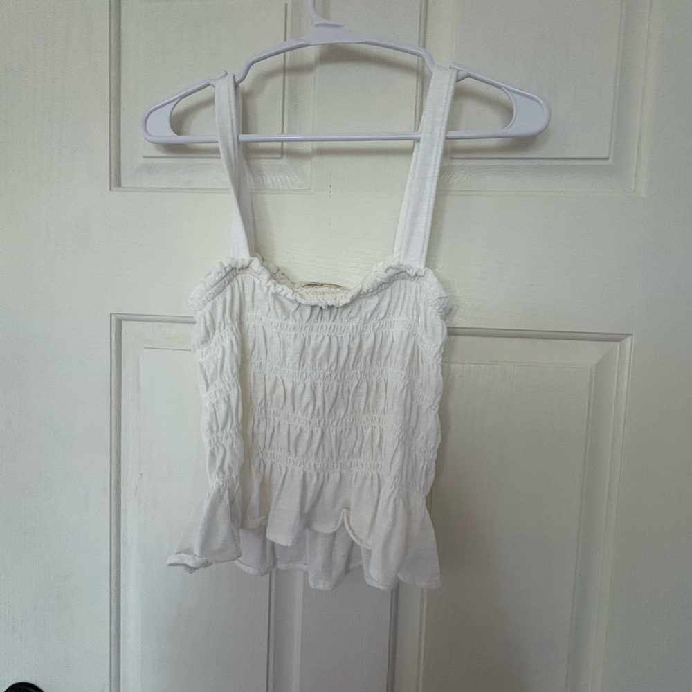 Universal Thread White Smocked Ruffled Tank Top Size Medium